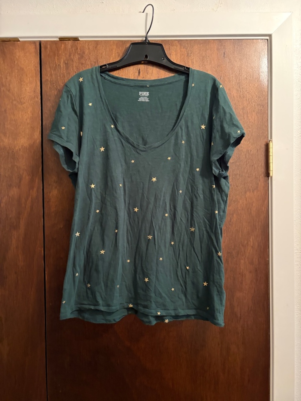 Victorias Secret forest green tee with gold stars